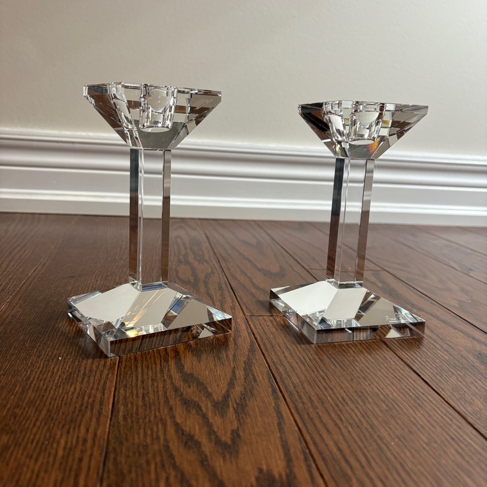 Rosenthal Pair of Crystal Candlesticks 6 inch Classic